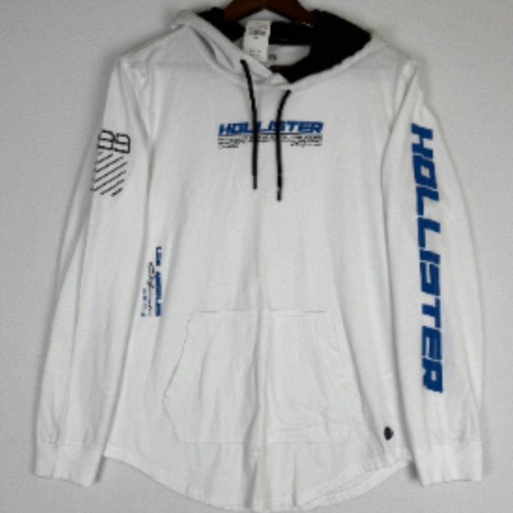 Hollister White Sweater with Blue Accents